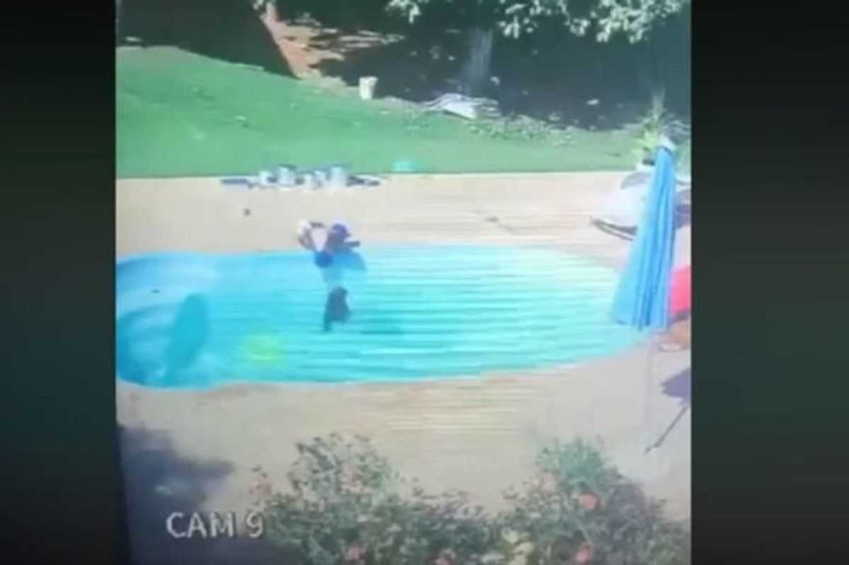 Security camera footage captures a 3-year-old boy rescuing his friend from drowning