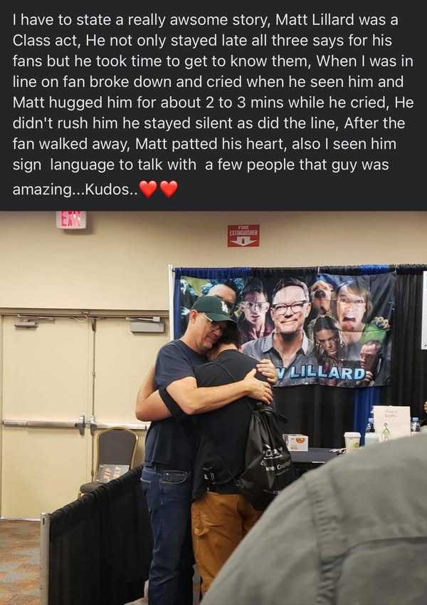 Scarefest, good people, hugs, class act, crying fan, patient, amazing person