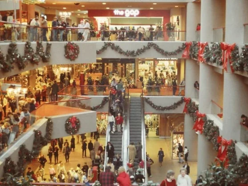 mall, christmas, christmas mall, 1980s mall, 1980s christmas, gen x