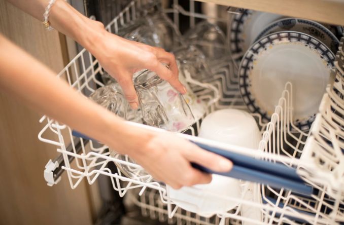 loading dishes, dishwasher, kitchen, appliance, dirty dishes