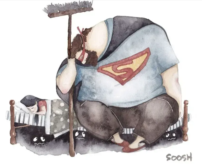 parenting, dads, daughters, fathers, art, artwork, super dad