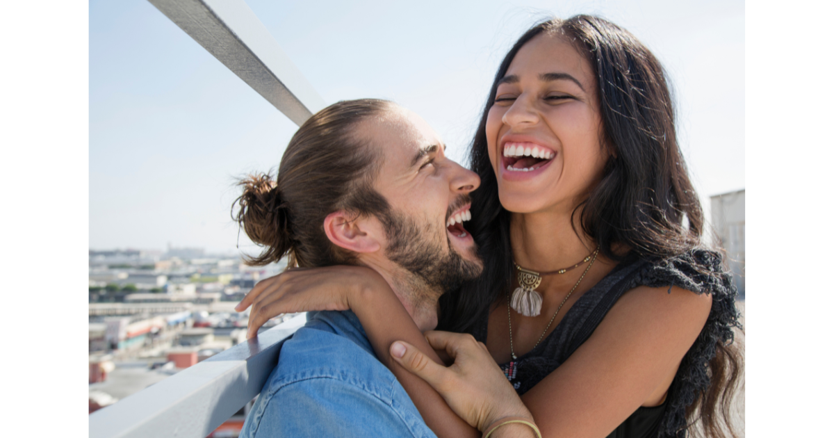 couple, laughing, flirting, romance funny