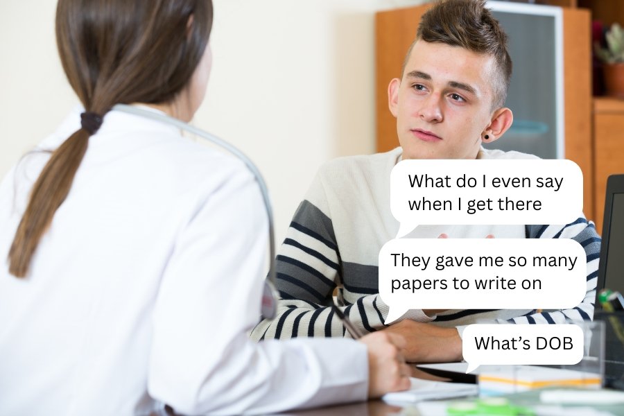 texting, teens, parenting, doctor's office forms, adulting, parenting, grown ups, viral, funny, humor