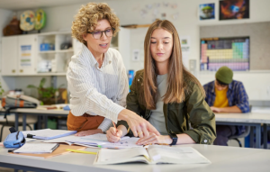 teacher, student, gifted student, high school class, instruction,