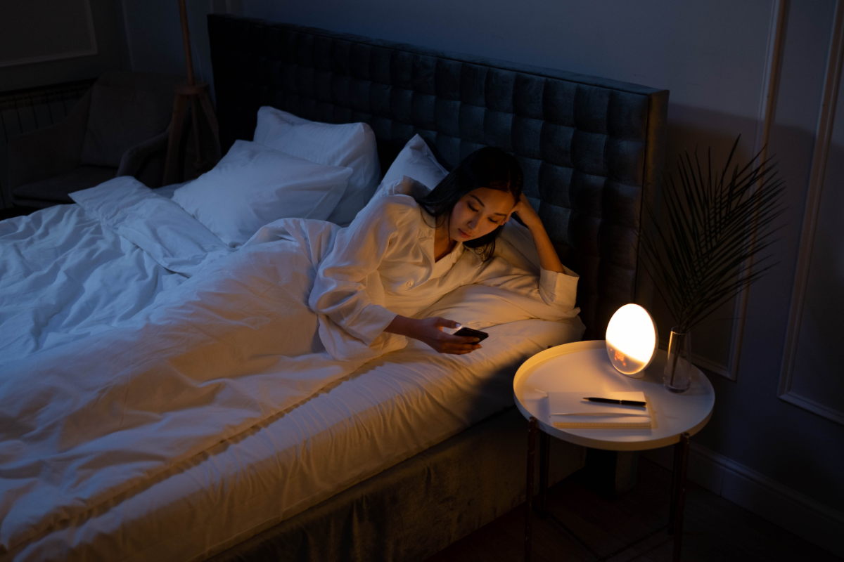 sleep, phone use at night, on phone in bed, bedtime, phone use before bed