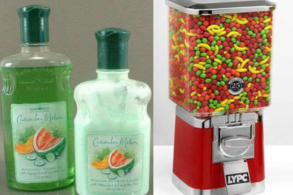 90s smells, scents of the 90s, bath and body works 90s, cucumber melon, runts, runts candy