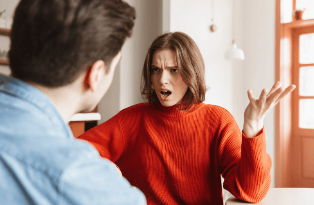 couple fight, argument, upset woman, woman in sweatshirt, marriage