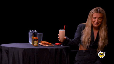 Gif of Millie Bobby brown on Hot Ones