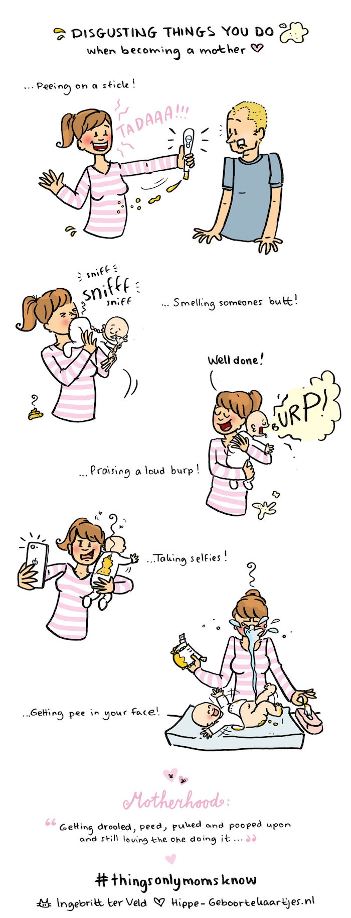 Comic of a woman holding a pregnancy test