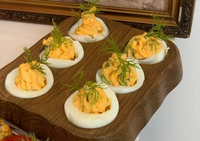 deviled eggs, mustard, mayonnaise