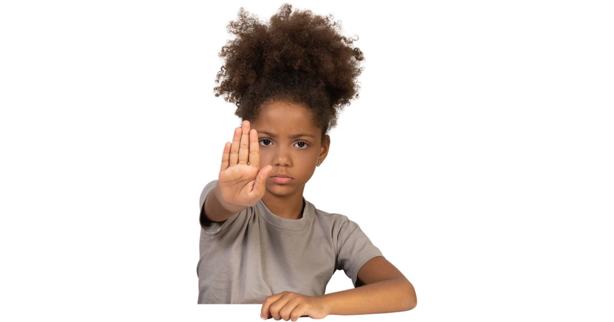 stop, child, girl says stop, talk to hand, hand out, stop hand, conversation, awkward