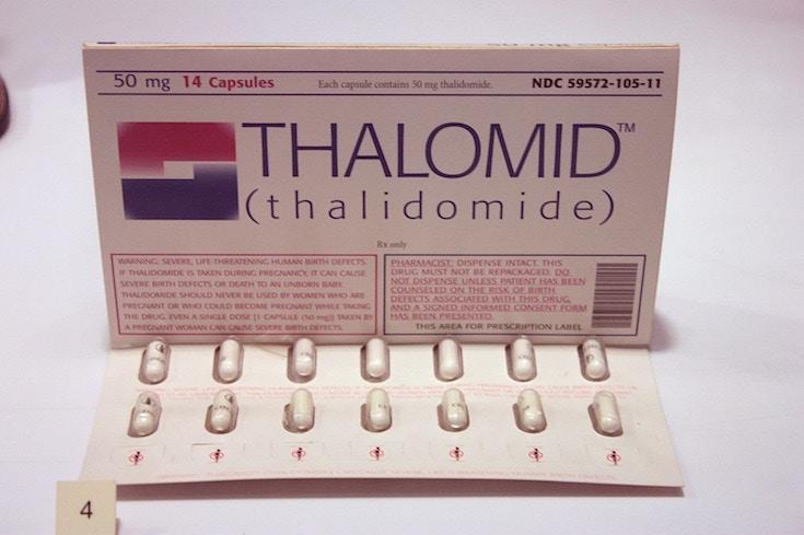 A sample pack of thalidomide pills