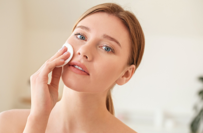 makeup, foundation, woman's face, strawberry blonde, woman in mirror