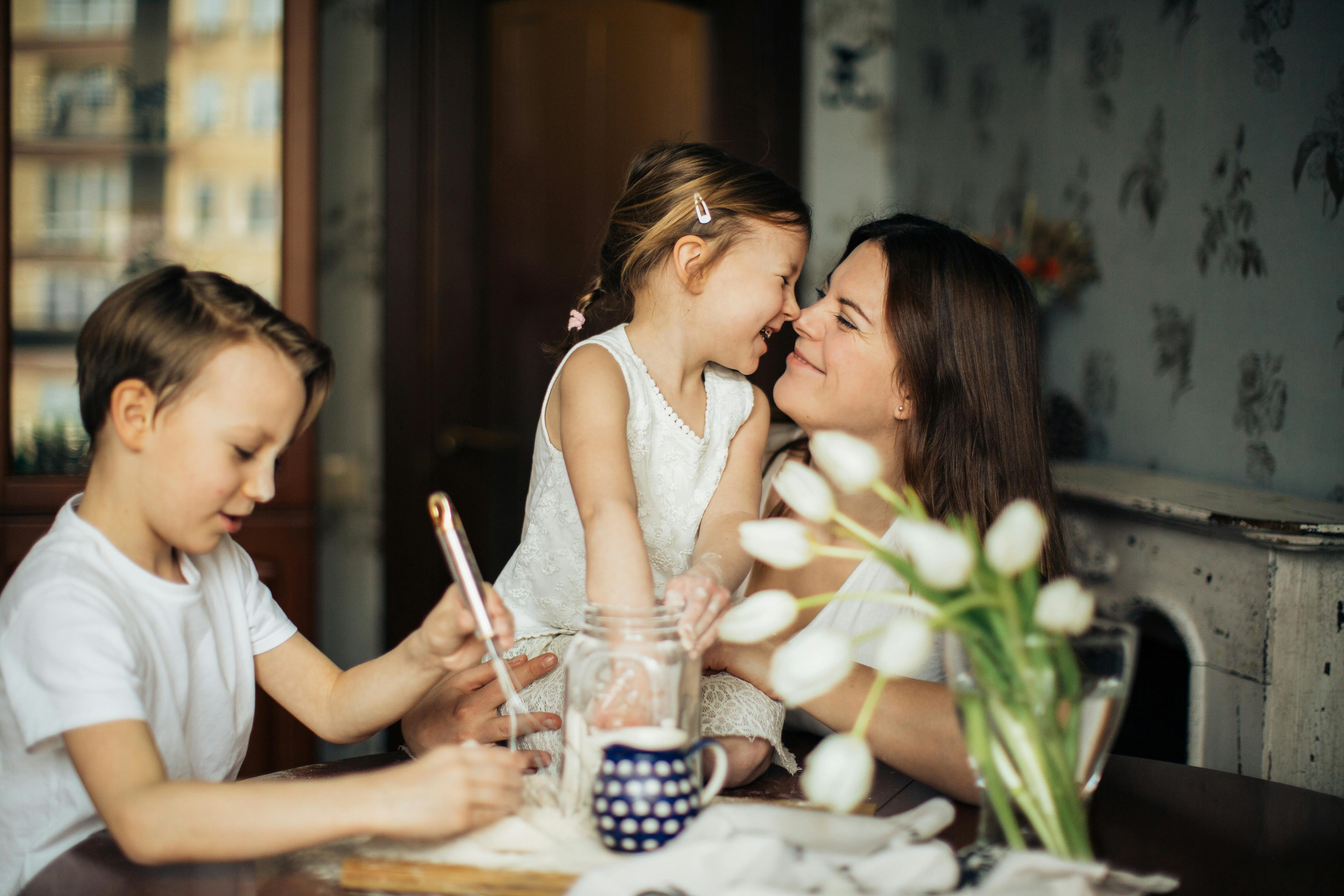 A family making a meal together.