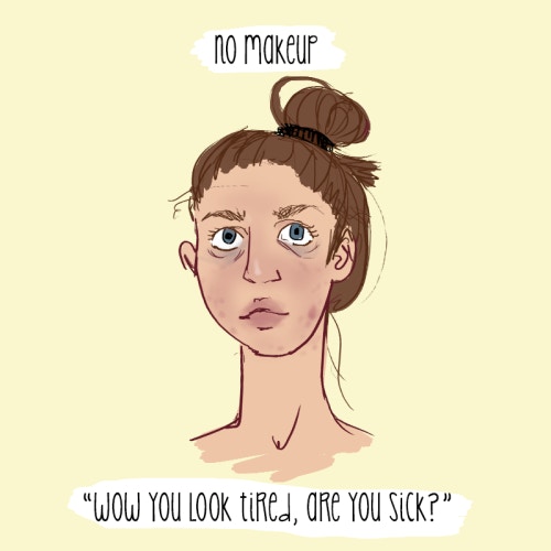 comic of woman with no makeup