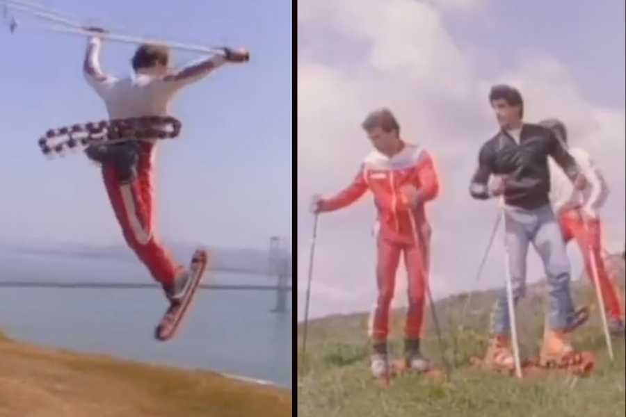 Perfectly ’80s video of guys ‘summer skiing’ down a grassy hill is blowing people’s minds