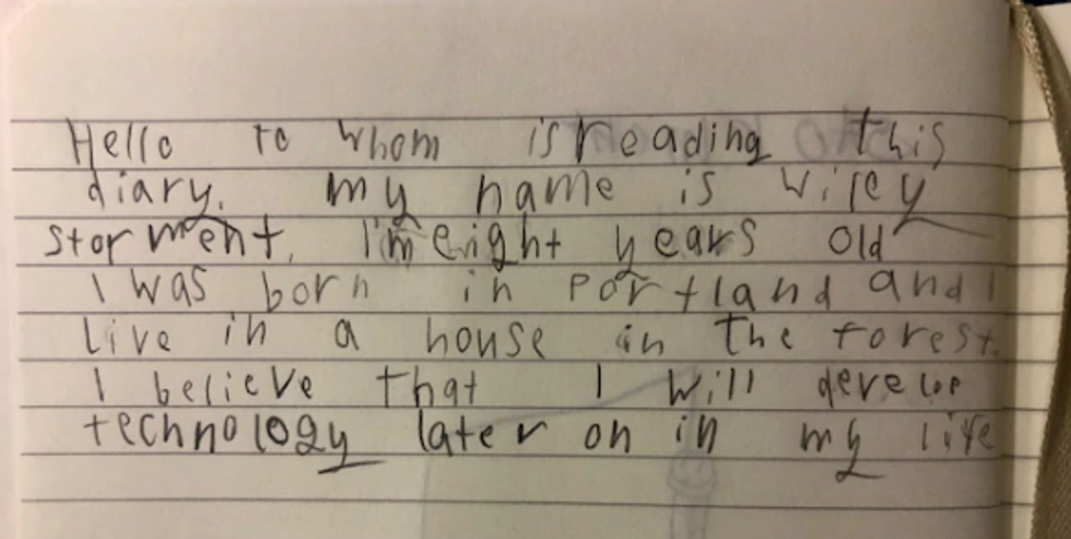 A handwritten diary entry