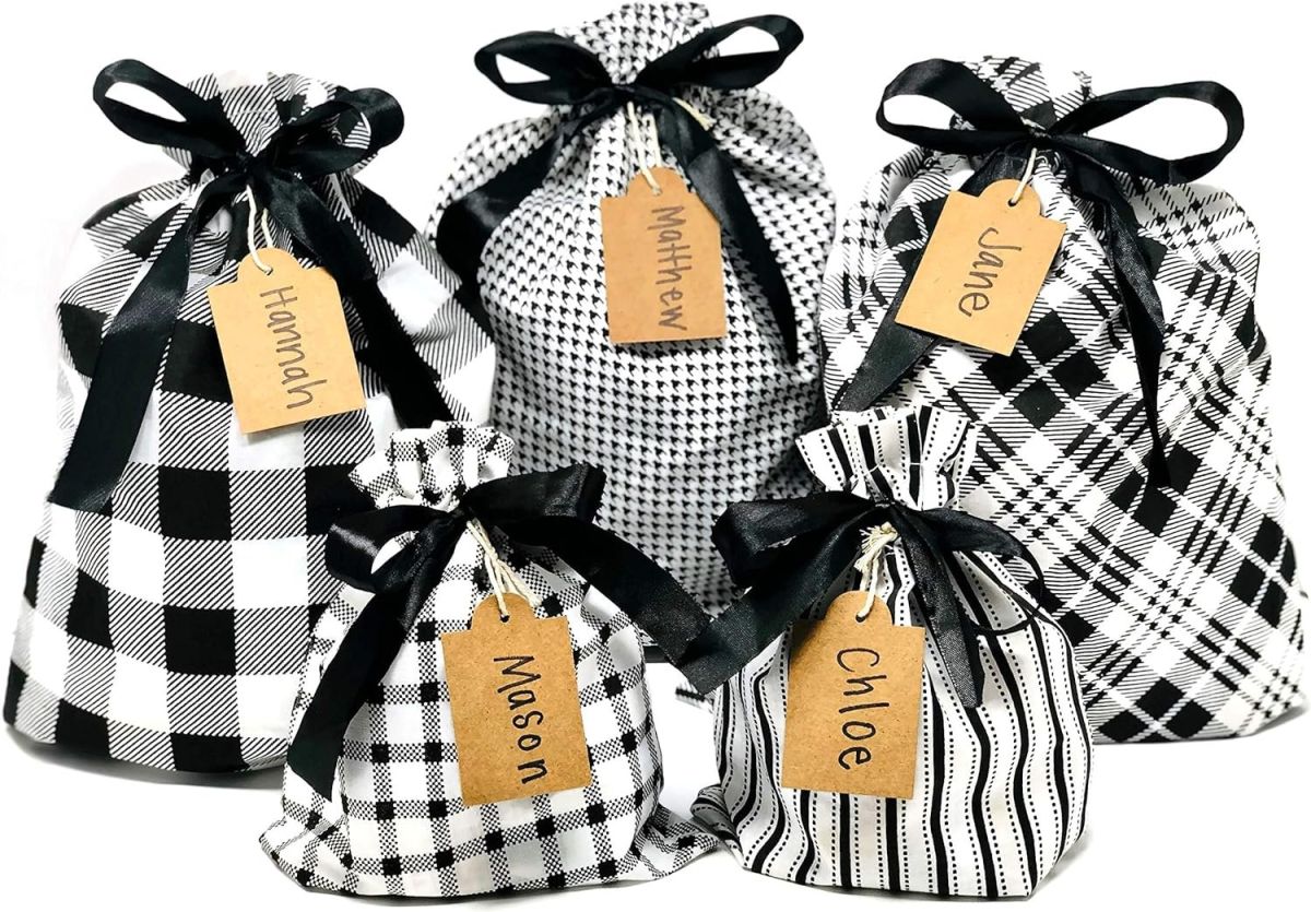 black and white gift bags