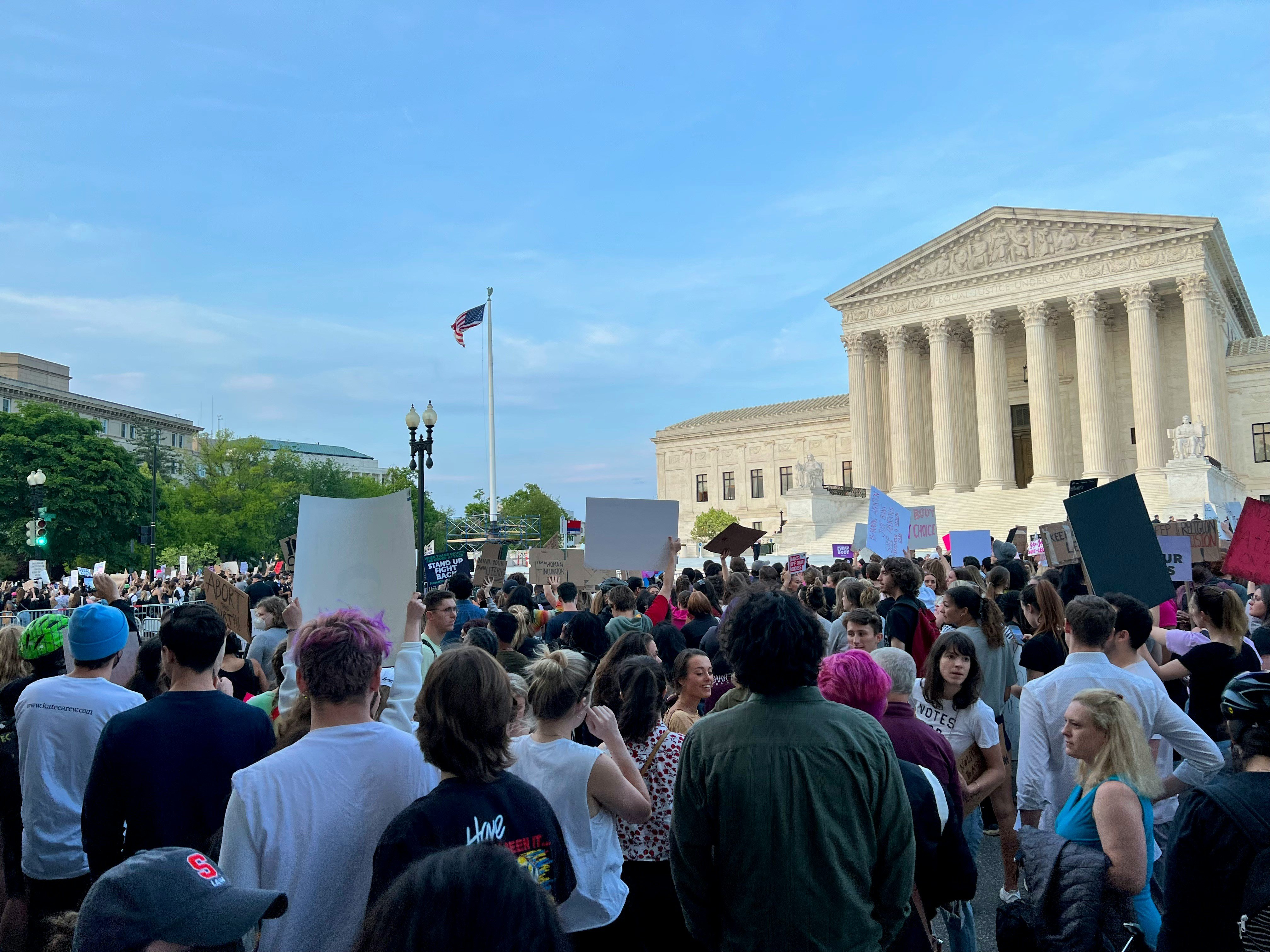 Protestors gather outside Supreme Court after Dobbs decision
