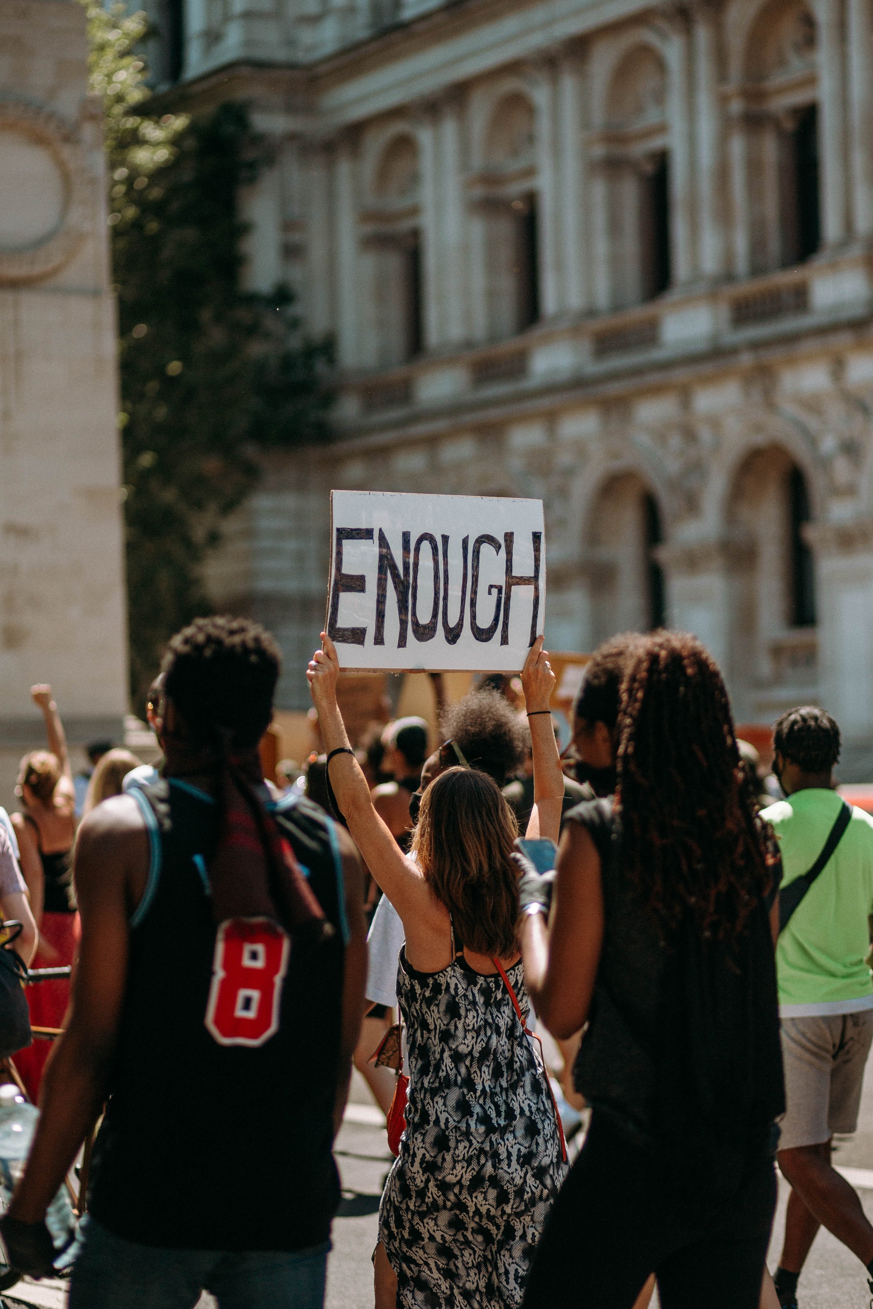 A group of people protesting
