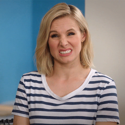 Gif of Kristen Bell cringing