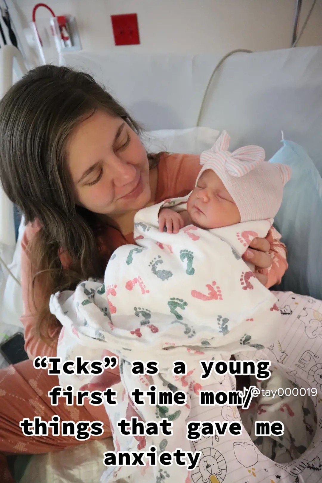 Mom holding baby with text overlay