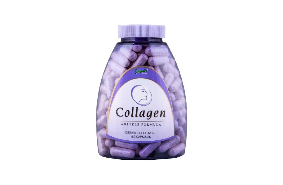 Bottle of collagen wrinkle formula capsules, 150 count.