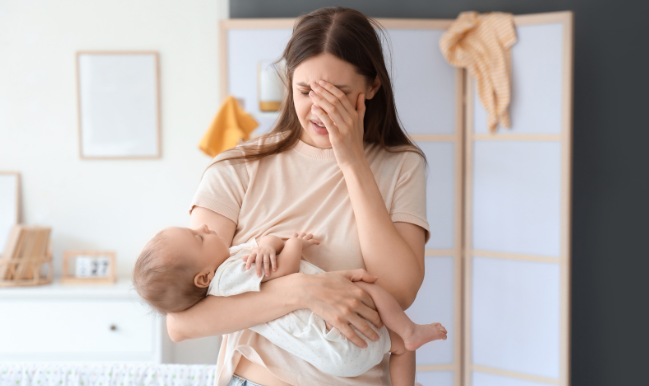 stressed mom, mom and baby, crying mom, newborn, parenting