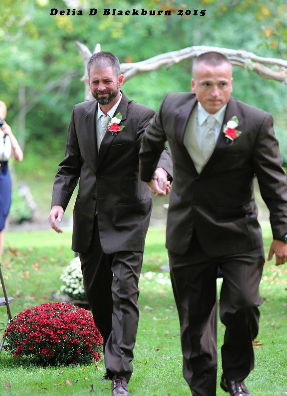 two men in tuxedos at a wedding