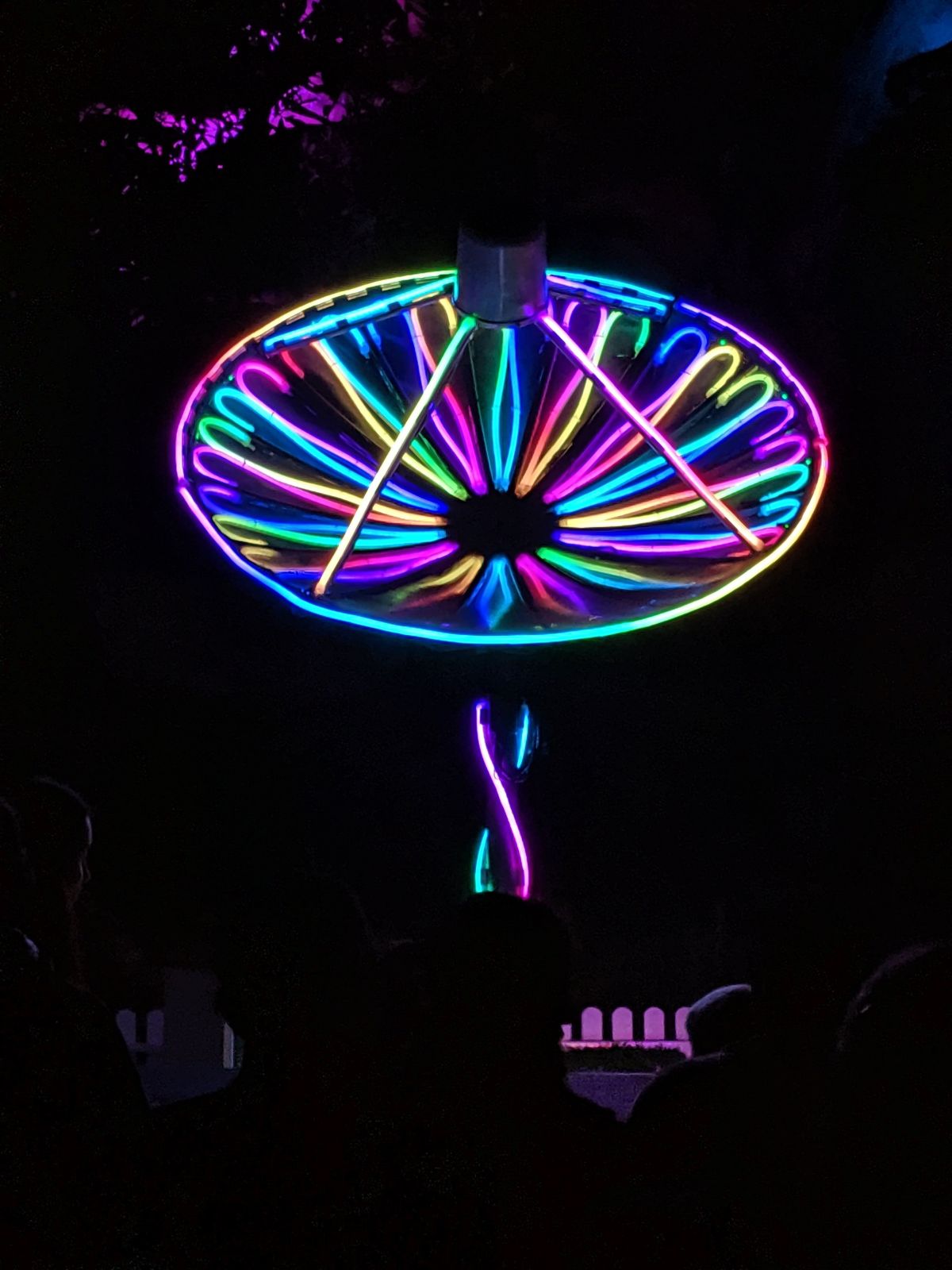 A radar lit in rainbow colors
