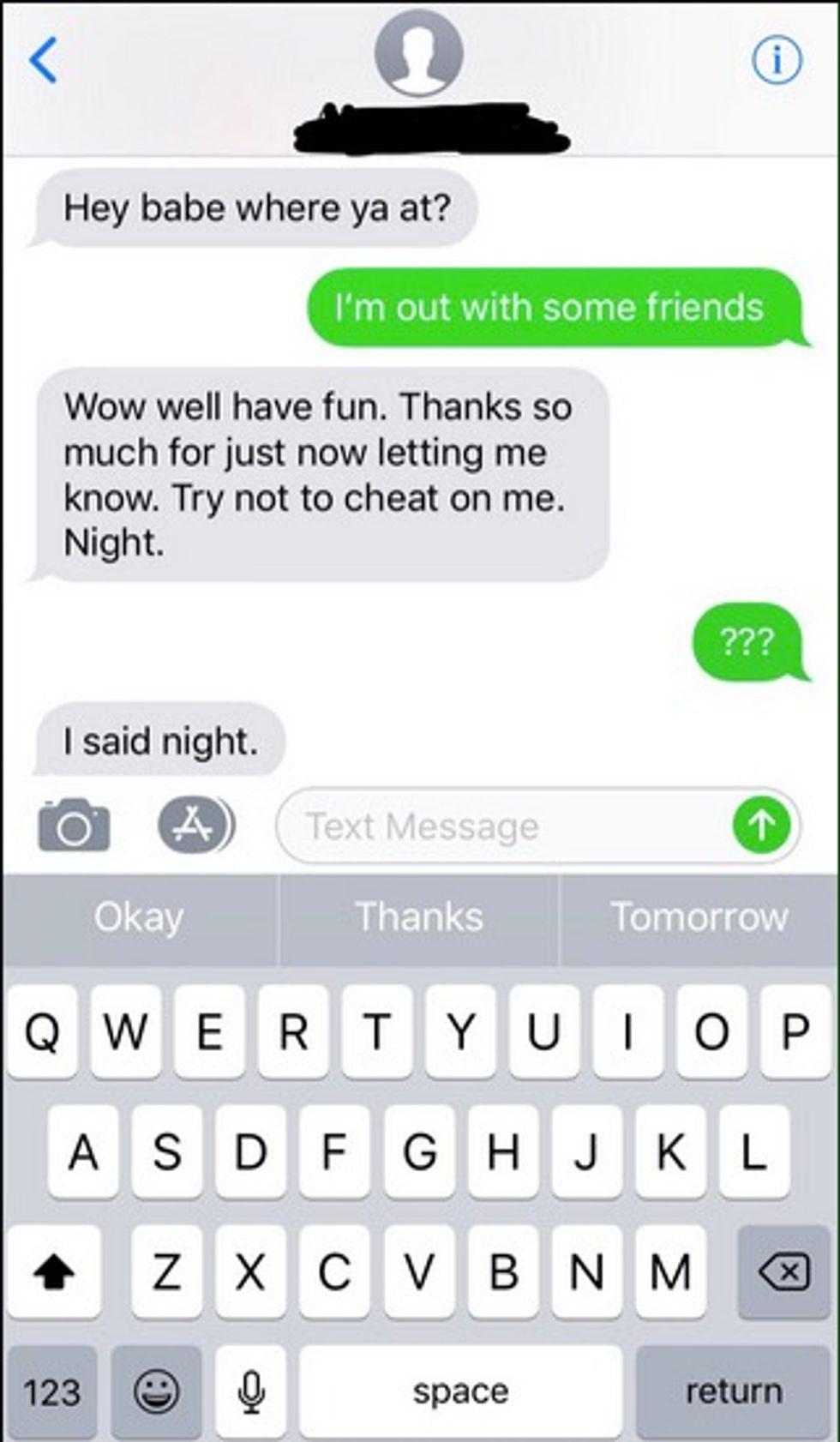 screenshot of a text exchange