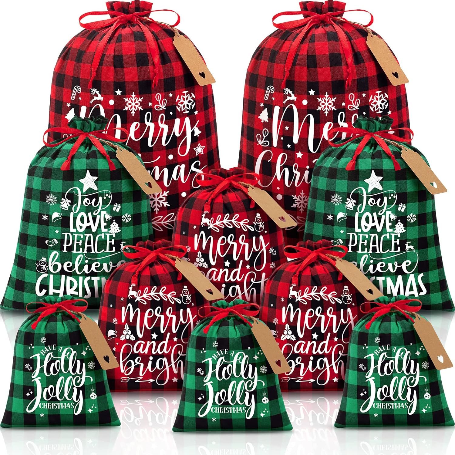 plaid christmas gift bags