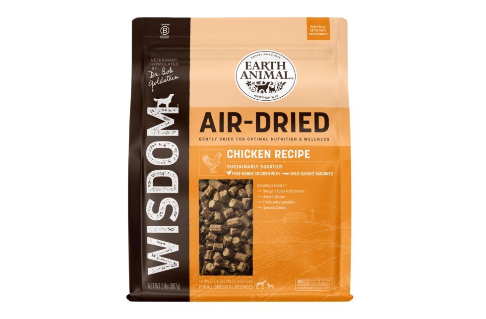 Earth Animal Air-Dried Chicken Recipe dog food package, 2 lbs.