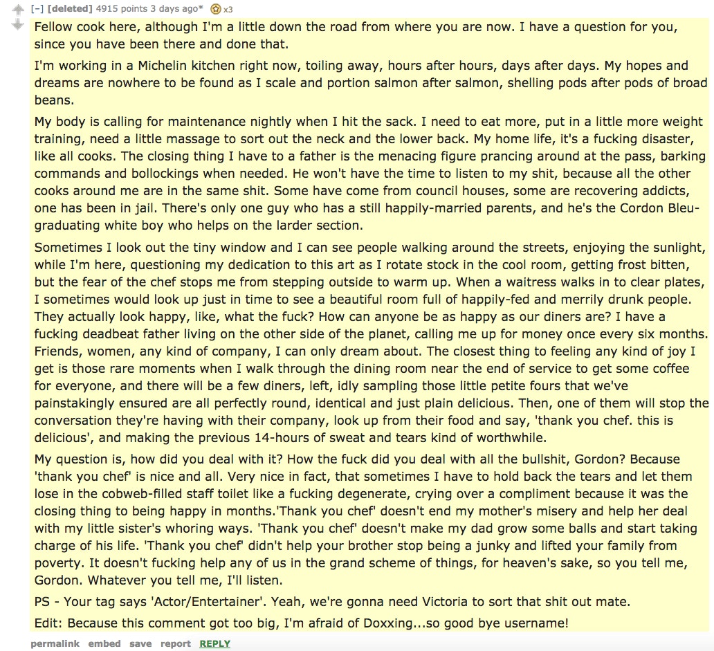 screenshot of Reddit post