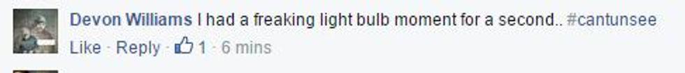 A Facebook comment that reads,