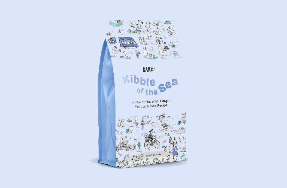 Dog food bag labeled