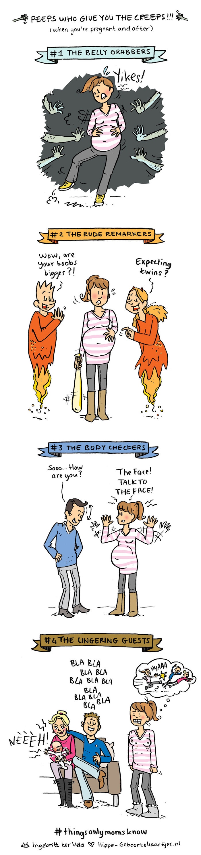 Comic of man speaking to pregnant woman's belly