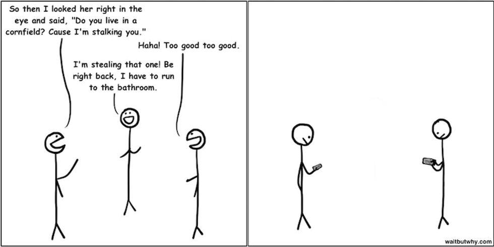 Comic of three stick people having a conversation