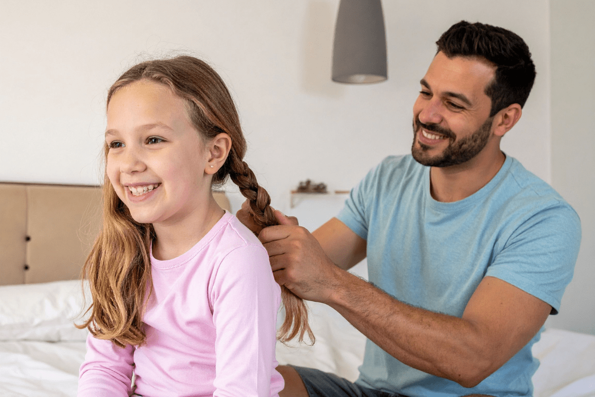 dads, fathers, fatherhood, parenting, girls, daughters, dads and daughters, hair, hairstyles