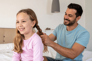 dads, fathers, fatherhood, parenting, girls, daughters, dads and daughters, hair, hairstyles