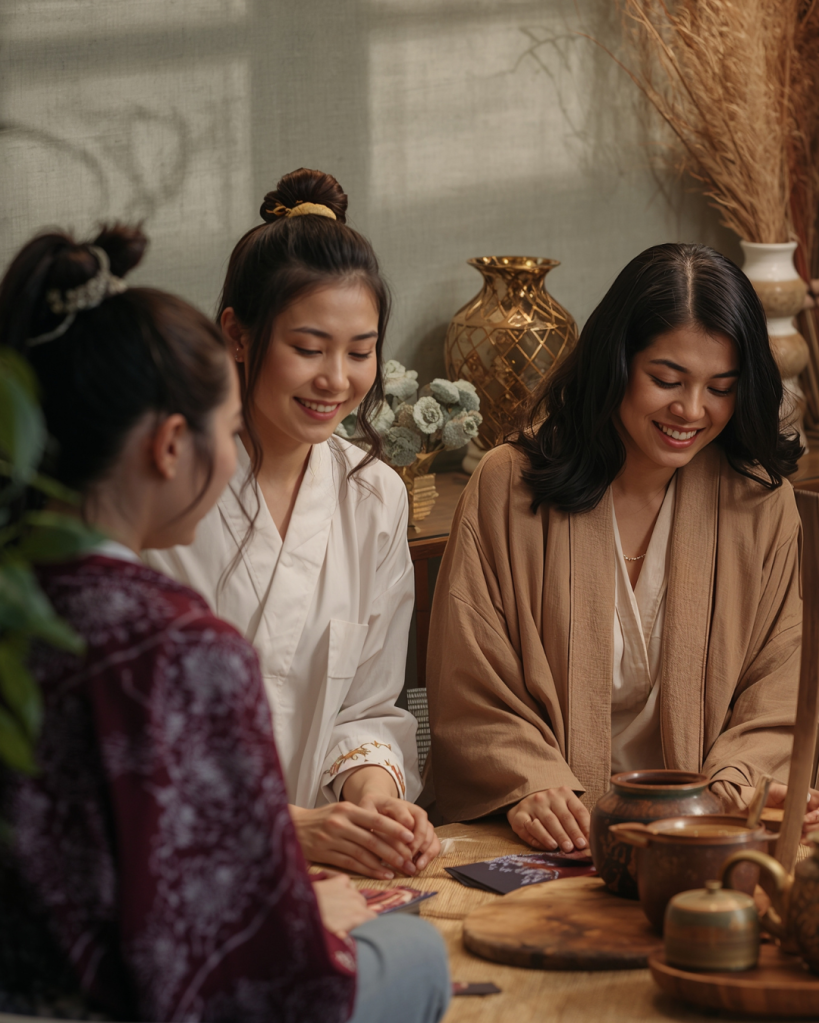 soft, socializing, tea, ceremony, generations