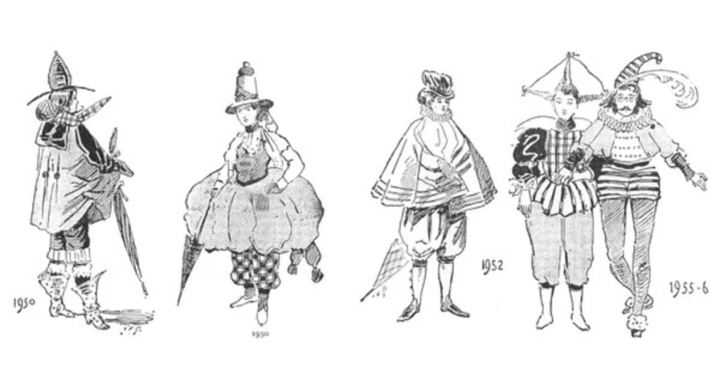 Sketches of imaginary outfits from the 1950s