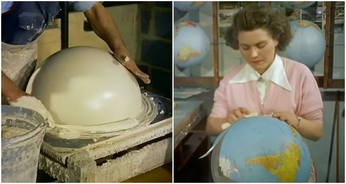 globes, globe making, 1950s manufacturing, plaster, England
