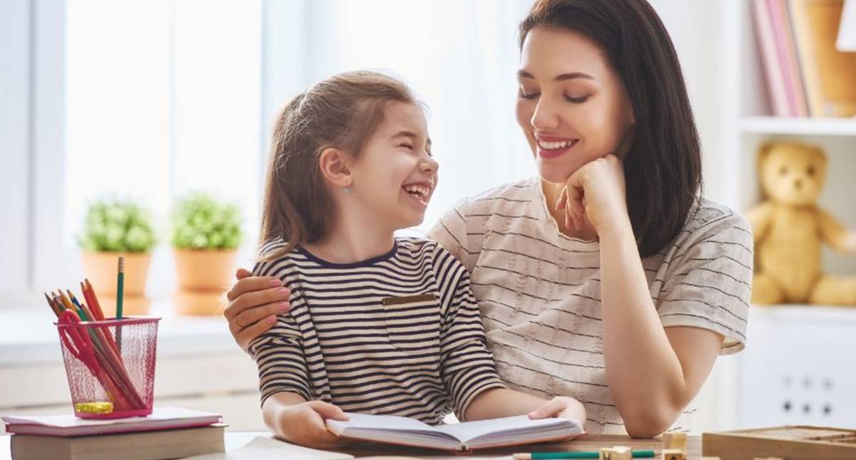 mom and daughter, family life, reading, parenting, children