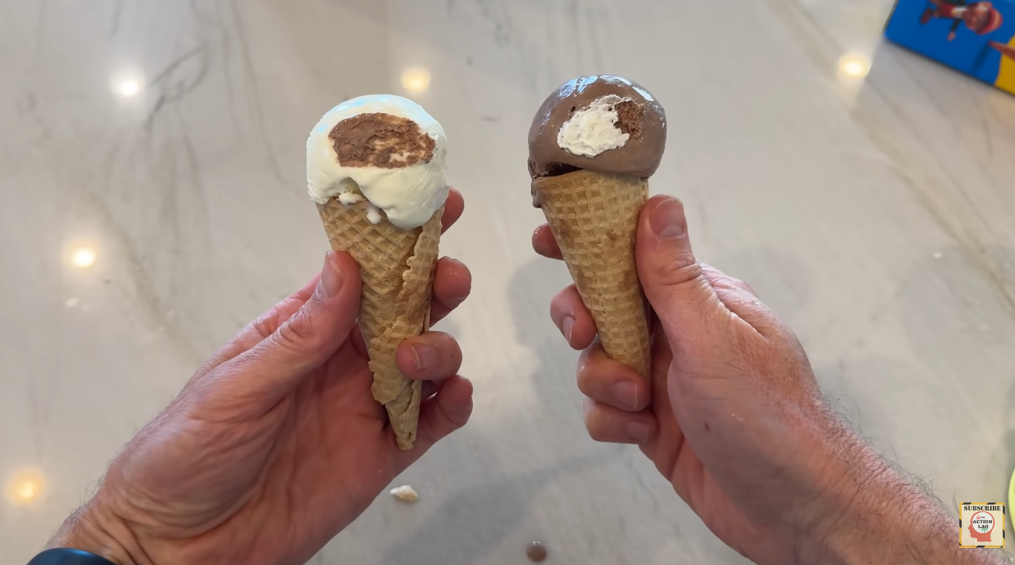 James Orgill demonstrates the ice cream transfer mystery
