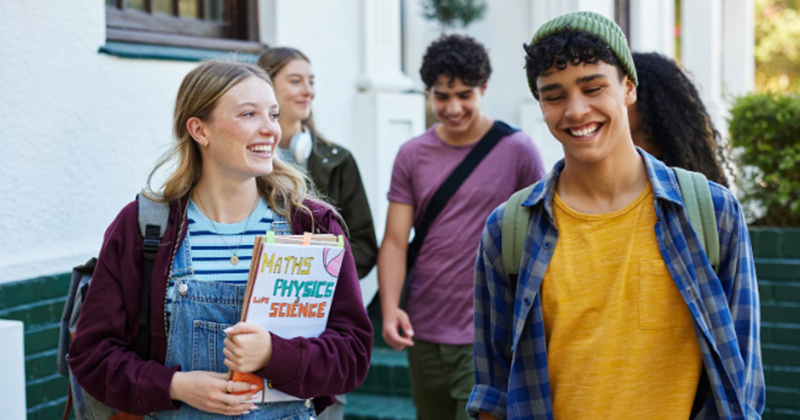 students, laughing students, high school, hallway, teenagers