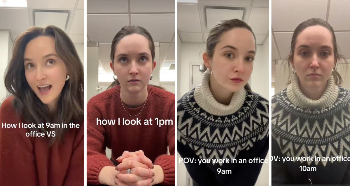 Woman says photos prove that office air changes her appearance