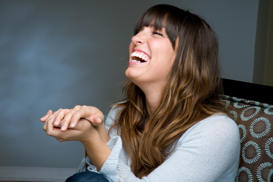 Woman, laughing, humor, wit