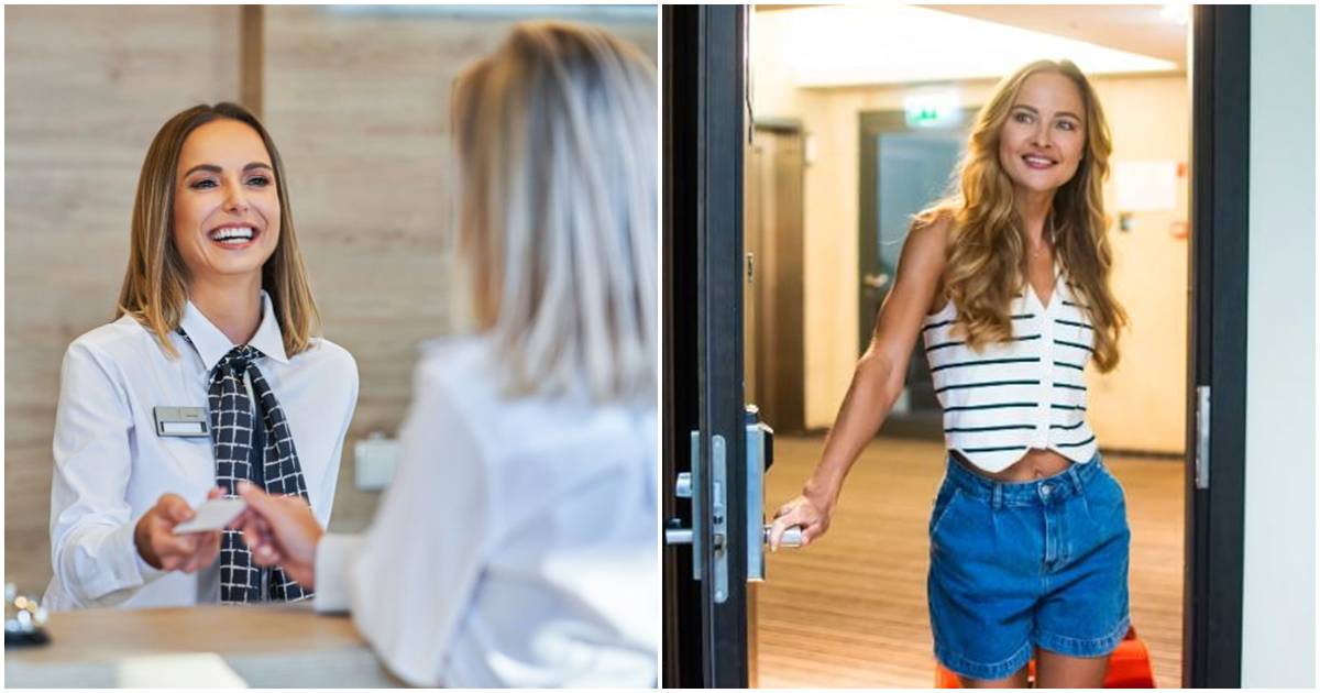hotel receptionist, hotel room, travel upgrade, female traveler, travel tips