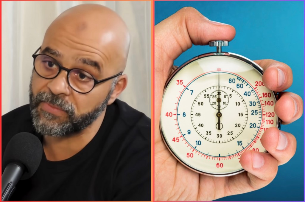 man, speaking, timer, time, reset